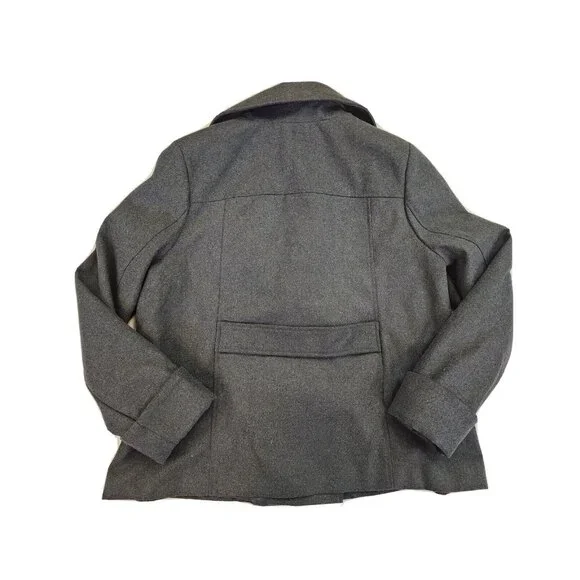 Larry Levine Women L Double Breasted Pea Coat Lined Cuff Mid Length Classy - Picture 8 of 9